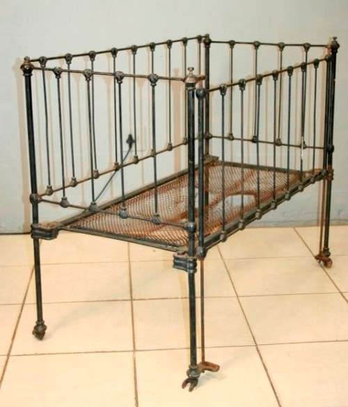 Beds & Cots A wonderful and rare antique (c1800's) wrought iron baby