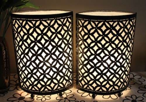 Table Lamps - A lovely pair of black and white table lamps with a