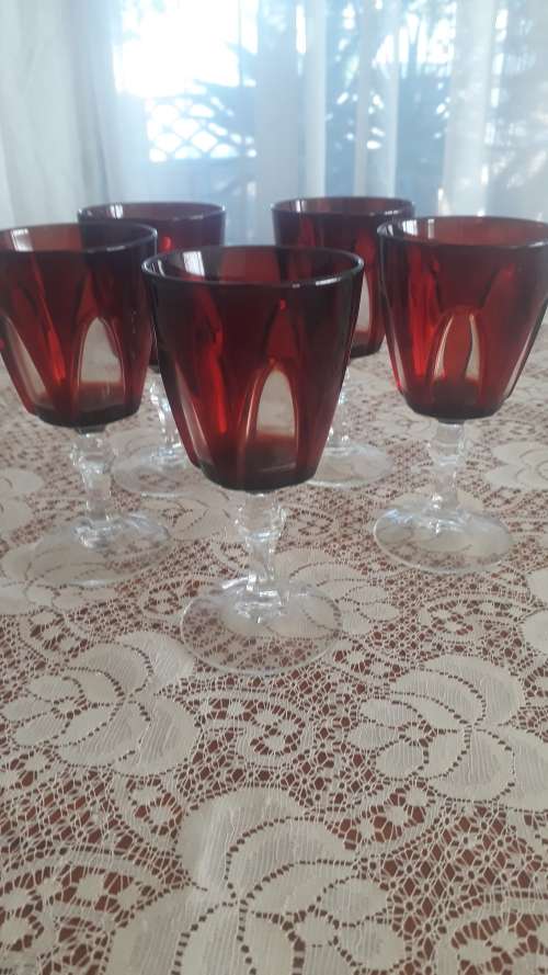 Stained Glass LUMINARC FIVE 5 FRANCE GOTHIC DESIGN GLASSES 1970`S