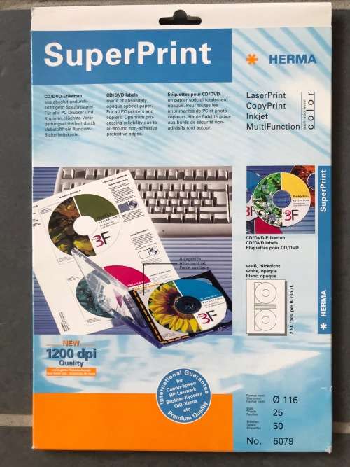 Printer Photo Paper - Herma Inkjet-Laser DVD/CD Labels, 25 sheet 50 ...