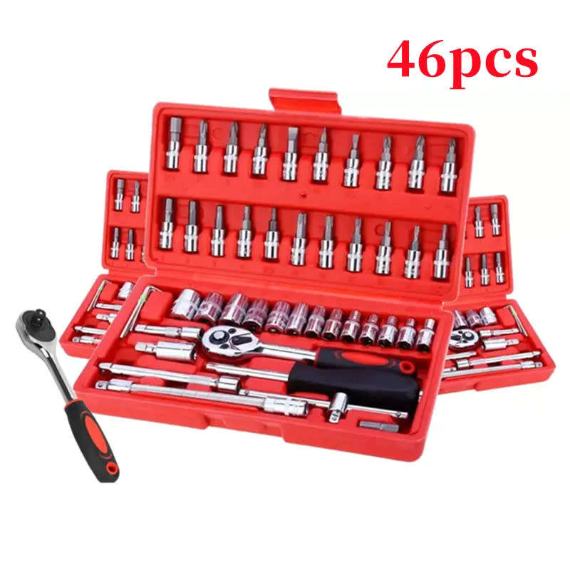 Tool Sets & Boxes 46 pieces car repair tools 1/4 inch socket set