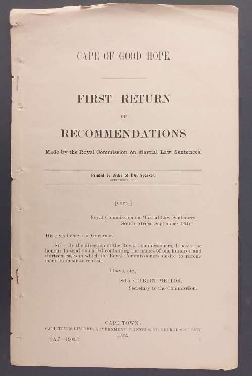 Africana Books - First Return of Recommendations Made by... Martial Law ...