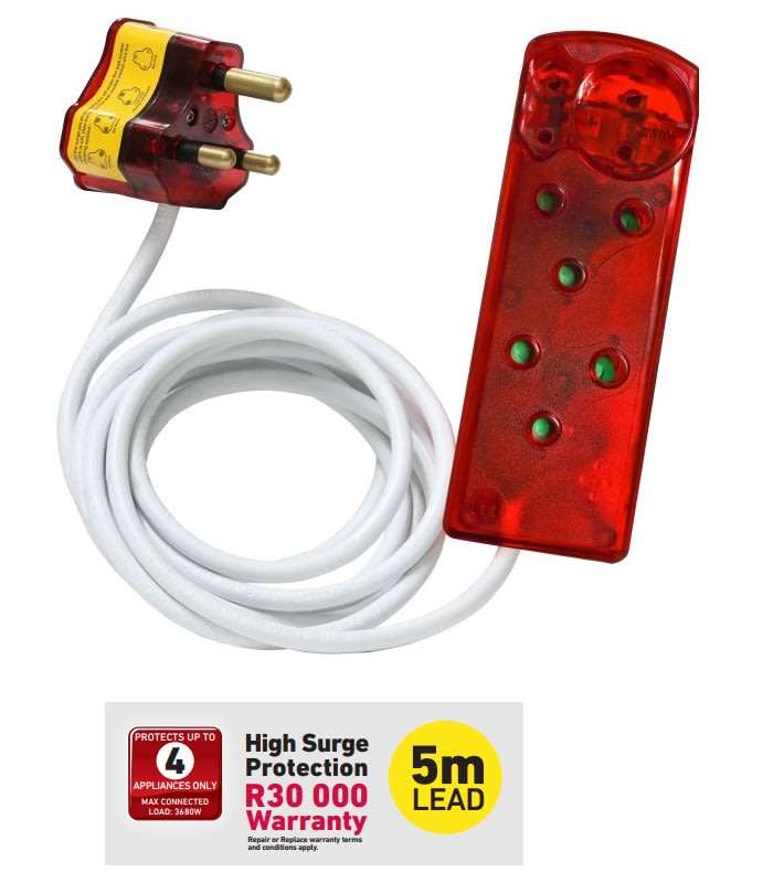 Surge Protection & UPS Ellies 4 Way Surge Power Protector 5 Meter