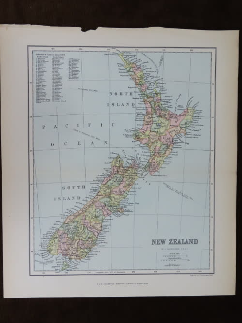 Maps - 1892 Map of New Zealand, Excellent condition, Original Chambers ...