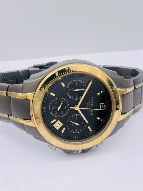 STERLING TITANIUM CHRONOGRAPH WATCH LOVELY TWO TONE