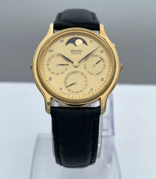 Men's Watches - RETAIL:5000 - COLLECTORS SEIKO GOLD MOONPHASE CALENDAR MENS  WATCH* was sold for R1, on 30 Nov at 22:31 by Legionluxury in Durban  (ID:574305926)