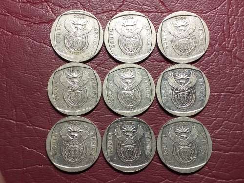 two-rand-a-lot-of-9-rsa-2004-r2-coins-10-years-of-freedom-bid