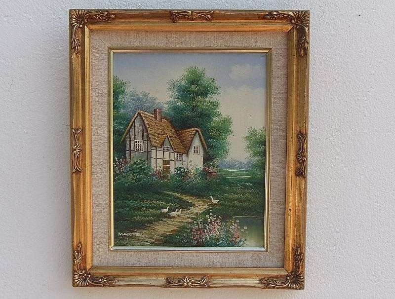 Paintings - A BEAUTIFUL ORIGINAL OIL ON BOARD OF A COUNTRY COTTAGE ...