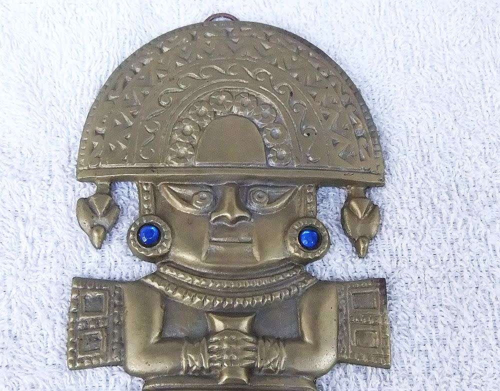 Metal - A VINTAGE SOLID BRASS WALL HANGING OF THE PERUVIAN GOD TUMI IN ...