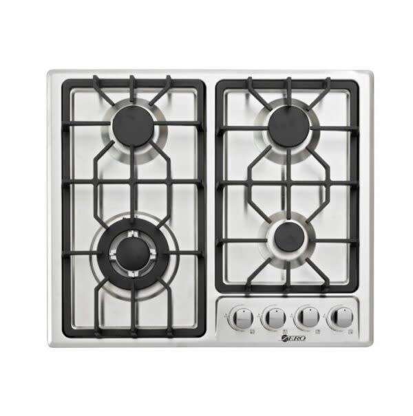 Hobs Zero Appliances 4 Burner Stainless Steel Top Gas Hob With