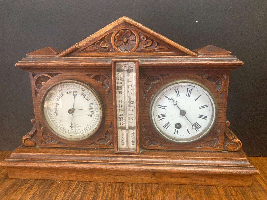 Barometers Thermometers Beautiful Mahogany Barometer Clock