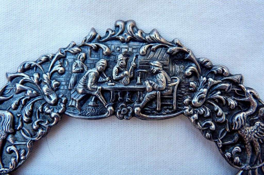 Other Metalware HIGHLY DECORATED WALL HANGING FOR SPOONS, DUTCH SCENE