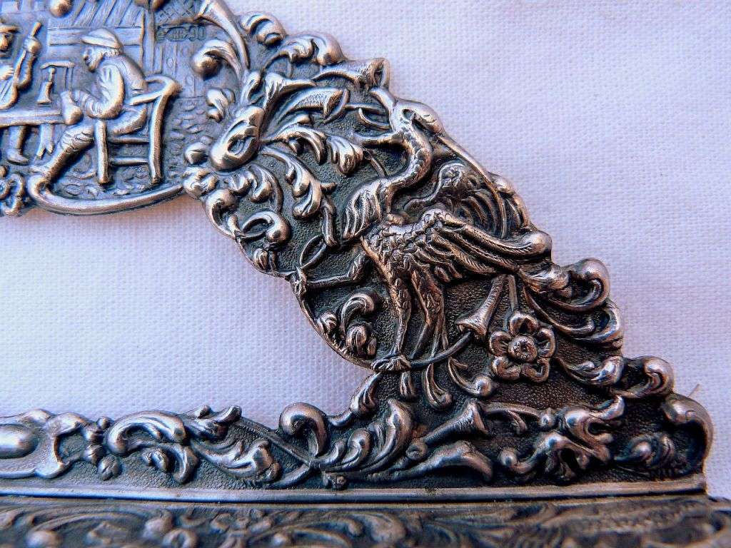 Other Metalware HIGHLY DECORATED WALL HANGING FOR SPOONS, DUTCH SCENE