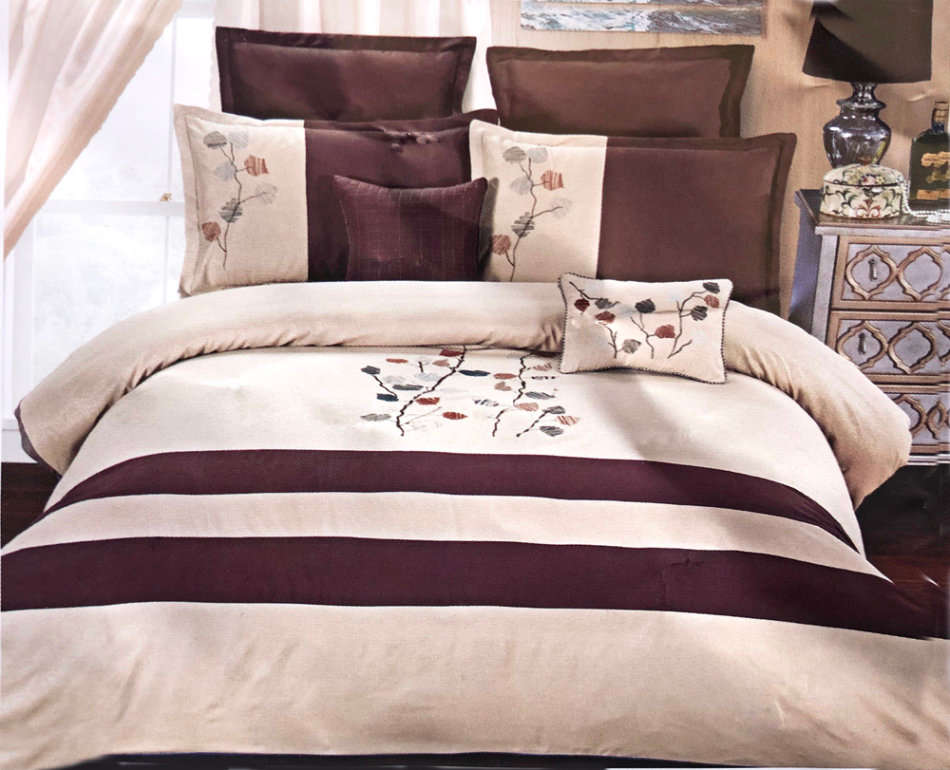 Blankets & Comforters - 11 Piece King Size Brown and Beige Home bedding ...