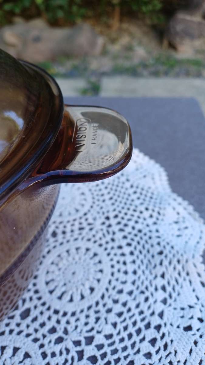 Enamelware Vintage Corning Visions cookware amber double boiler