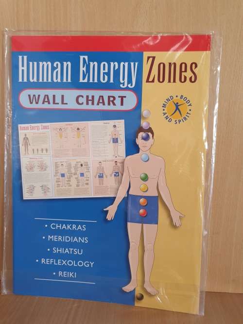 Health, Mind & Body Human Energy Zones Wall Chart Chakras, Meridians, Shiatsu, Reflexology
