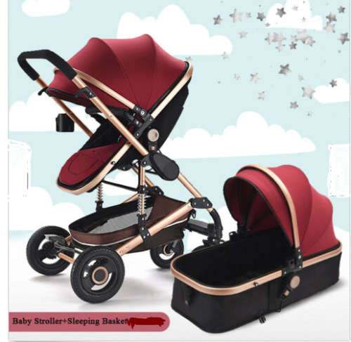 Strollers - Baby Pram /Stroller - 2 Function Foldable Baby Pram Maroon ...