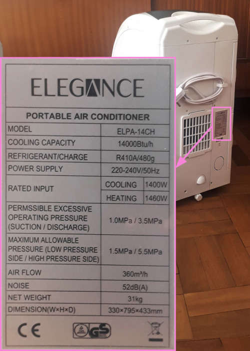 Air Conditioning Elegance Portable Air Conditioner (Model ELPA14CH