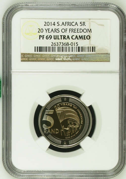 Five Rand - 20 years of freedom/ Democracy R5 Coin PF69!!** Proof not ...