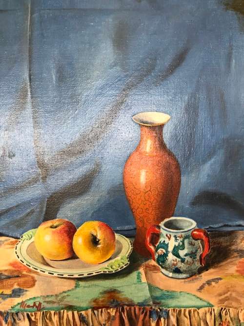 Paintings - STUNNING JOHN H MANTELL ORIGINAL STILL LIFE OIL ON BOARD ...