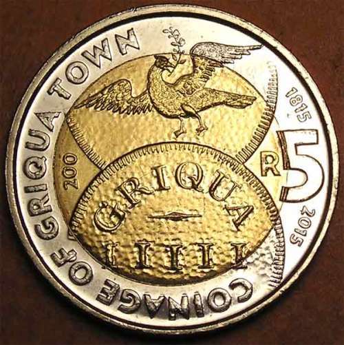 Five Rand - RSA: 2015 Griqua Town Coinage Commemorative 5 Rand was sold ...