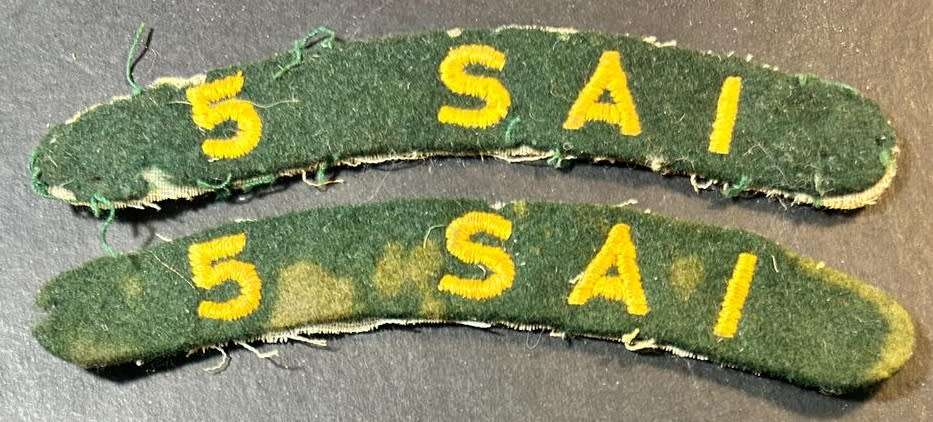 South African Army - SADF - 5 SA Infantry Battalion Shoulder Titles for ...