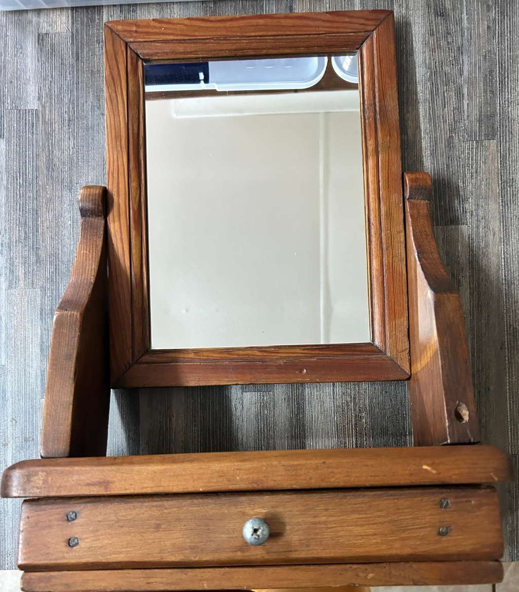 Frames & Mirrors Vintage table top shaving mirror stand was listed