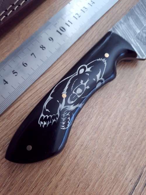 Hunting Knives Handmade Damascus steel HUNTING knife with BULL HORN