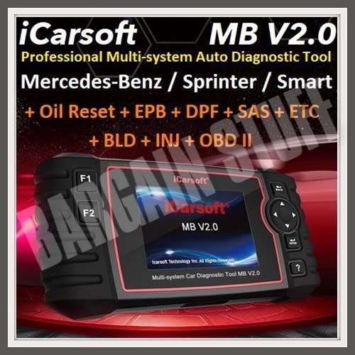 ICarsoft OBD2 Scanner MB V1.0 For Mercedes Benz/Sprinter/Smart, All System Diagnostic Tool Oil/SAS Reset Battery Test 10 OBD2/EOBD Modes CAN Car Scan Code Reader/DTC Lookup/Live Data/Freeze Frame