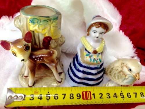 Porcelain & Ceramic - Bambi Spill Vase & Bird + Lady figurine has Epsom ...