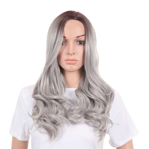 Wigs 65cm Fashion Silver Gray Long Wavy Synthetic Wig For Women