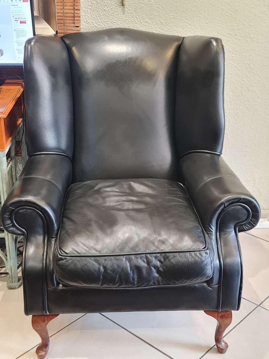 Couches & Chairs Leather Wingback Chair Black for sale in