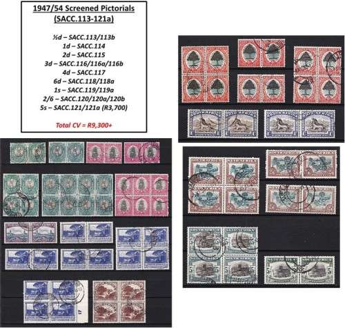 Union of South Africa - 1947/54 Union Screened Full VFU Set, Blocks ...