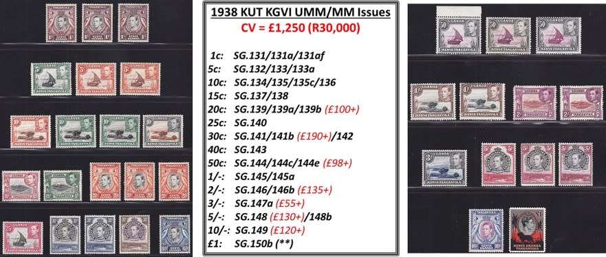 Colonial Britain - 1938 KUT KGVI Full MM/UMM Set with Tons of High CV ...