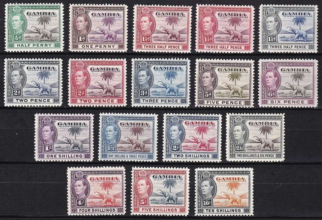 Colonial Britain - 1938 Gambia KGVI Full MM/UMM Set @ CV R3,250+ for ...