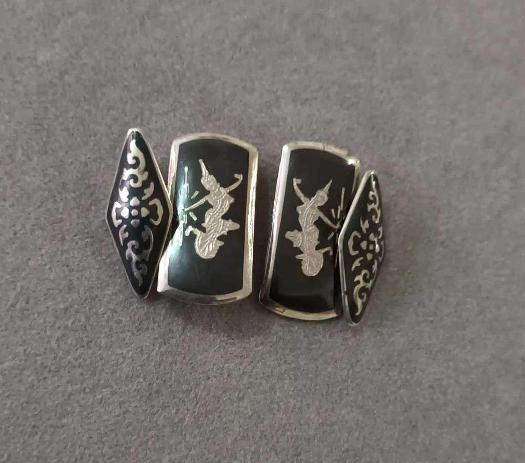 Cufflinks Stunning Sterling Silver Vintage `SIAM` Cufflinks. 7g