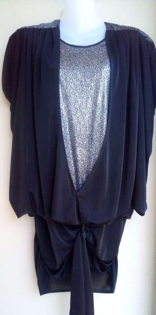 Formal Dresses Dramatic Black And Silver Evening Dress/ Top by