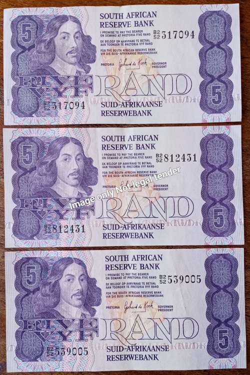 GPC de Kock - Nice set of x3 GPC de Kock 1980s R5 notes for sale in ...