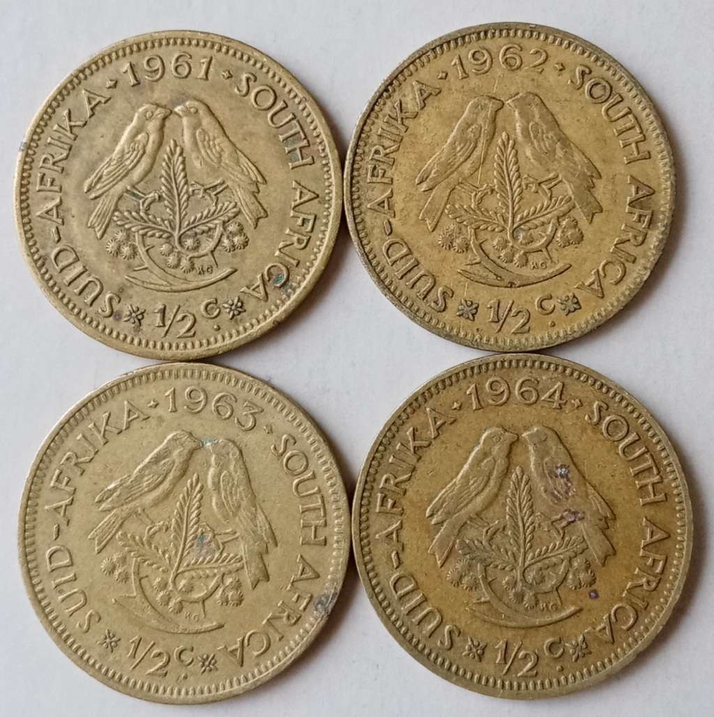 Half Cent - Complete Republic 1961-1964 van Riebeeck 1/2c set for sale ...