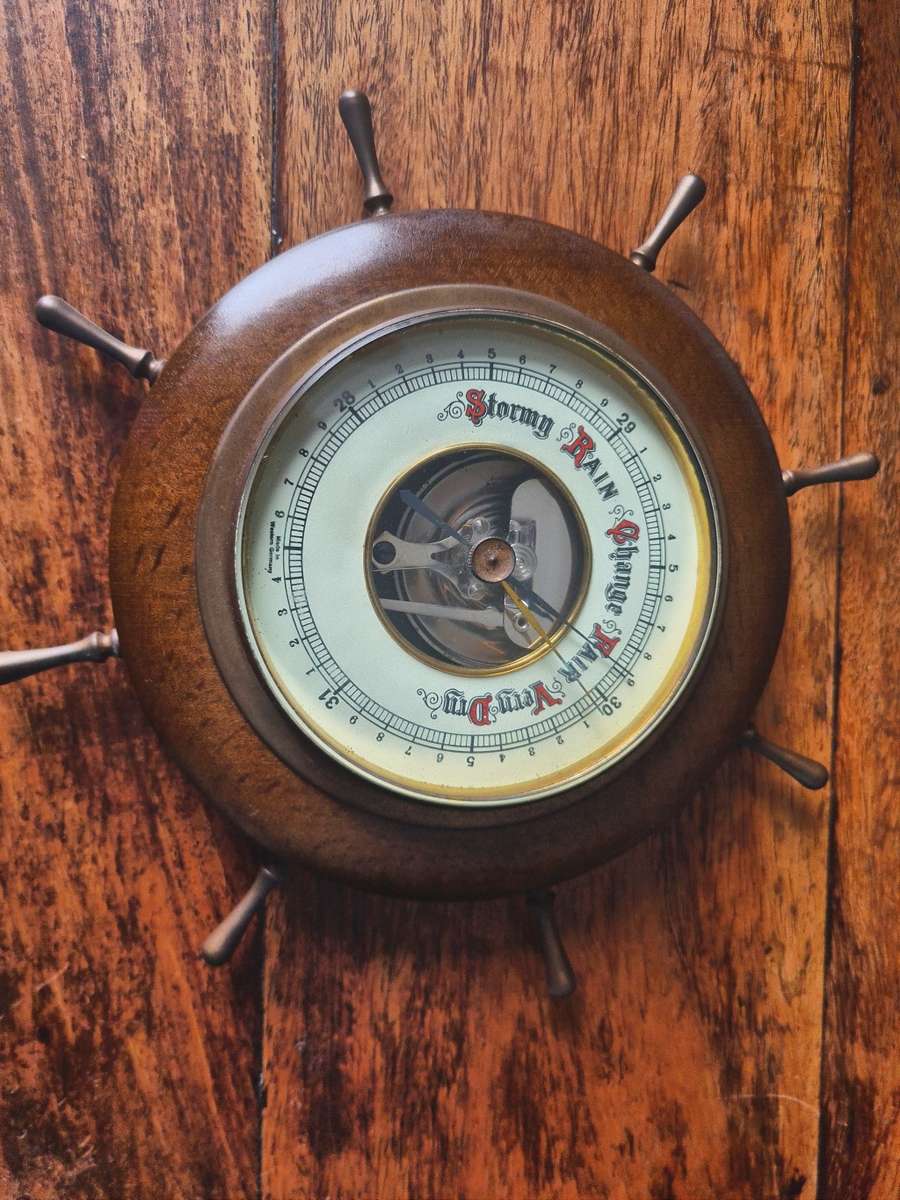 Barometers & Thermometers Vintage Barometer Nautical Ship Wheel