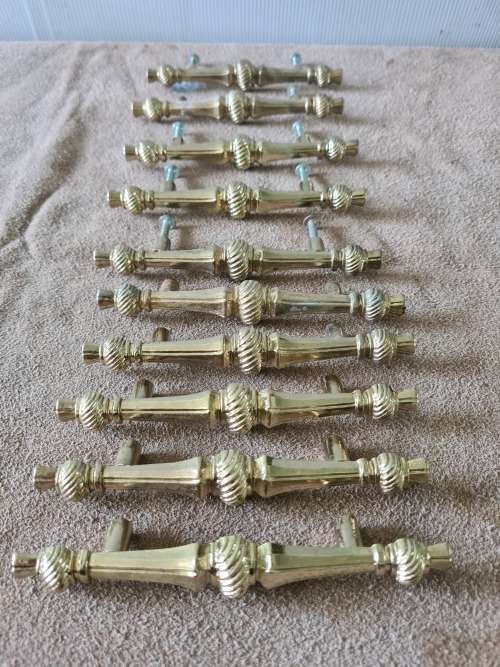 Door Hardware 10 PIECE FURNITURE BRASS HANDLES was sold for R281.00