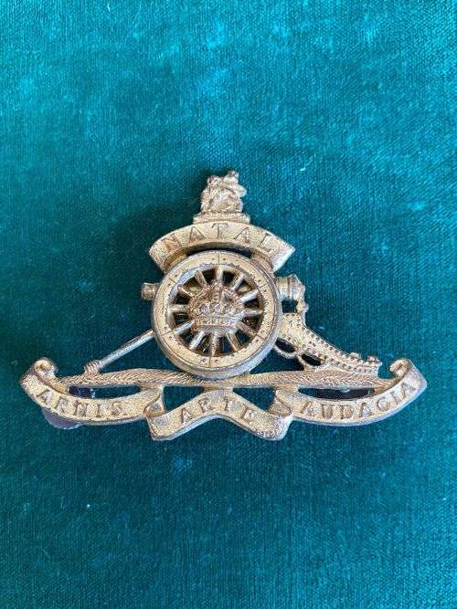 South African Army NATAL FIELD ARTILLERY,GILDING METAL CAP BADGE