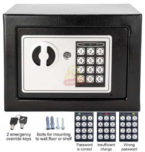 Safes - Digital locking Safe with Keys - Durable and Strong Stainless ...