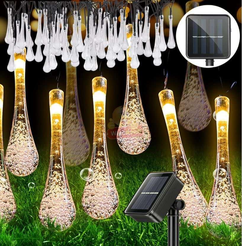 Wall & Patio Lights 5m Waterproof SOLAR Powered Water Drop String