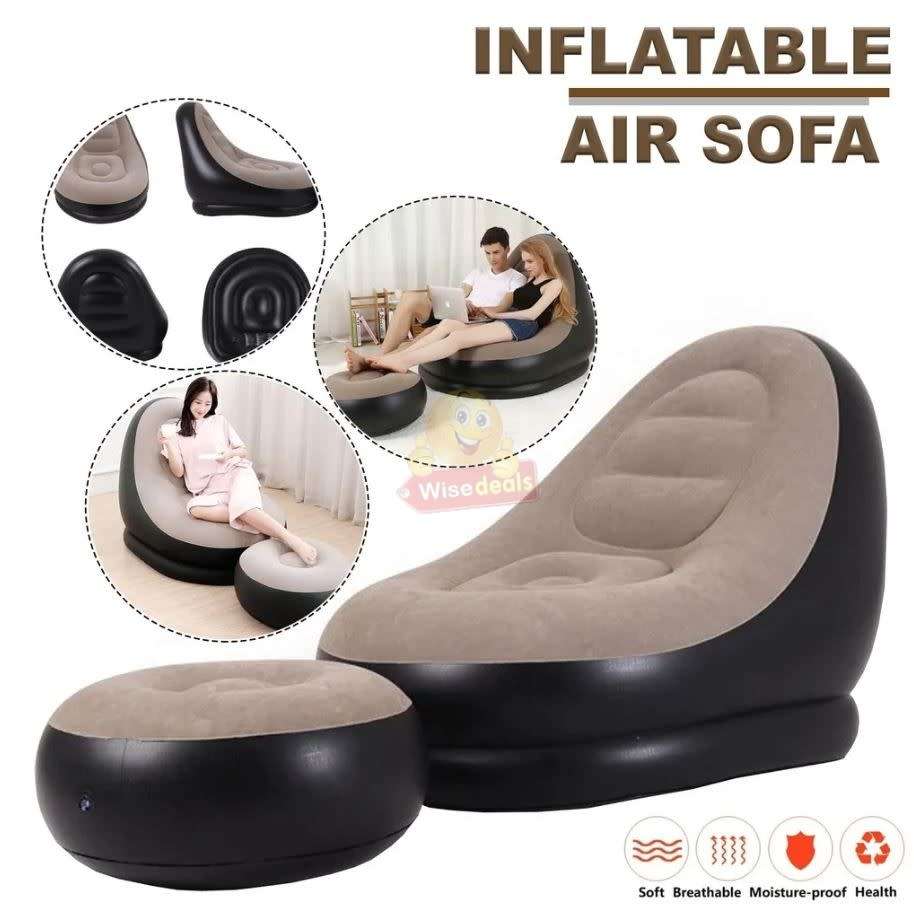 Chairs Very Comfortable and Large Inflatable Sofa with Foot Stool