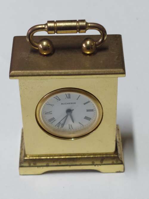 Other Clocks - Vintage Miniature brass Bucherer quartz desk clock for ...