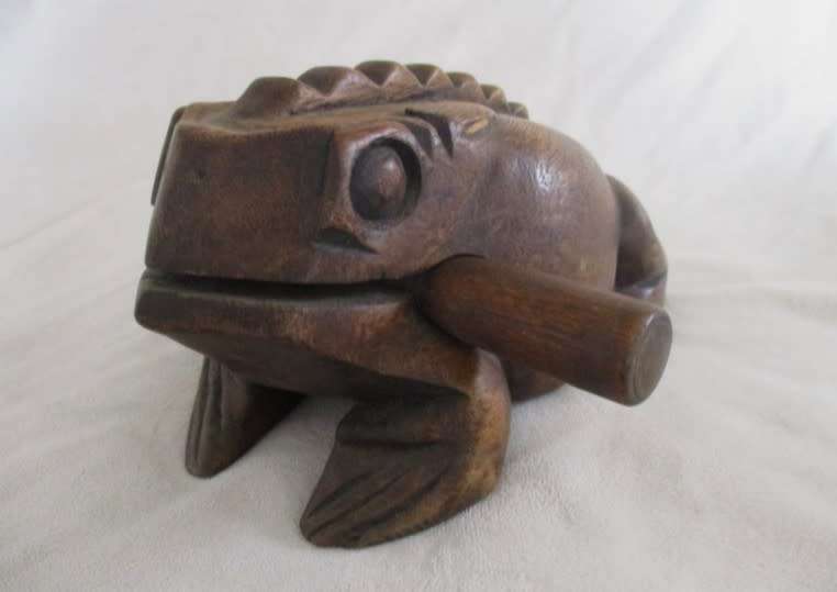 Drums & Percussion - Large vintage Thailand wooden Lucky Frog Guiro ...