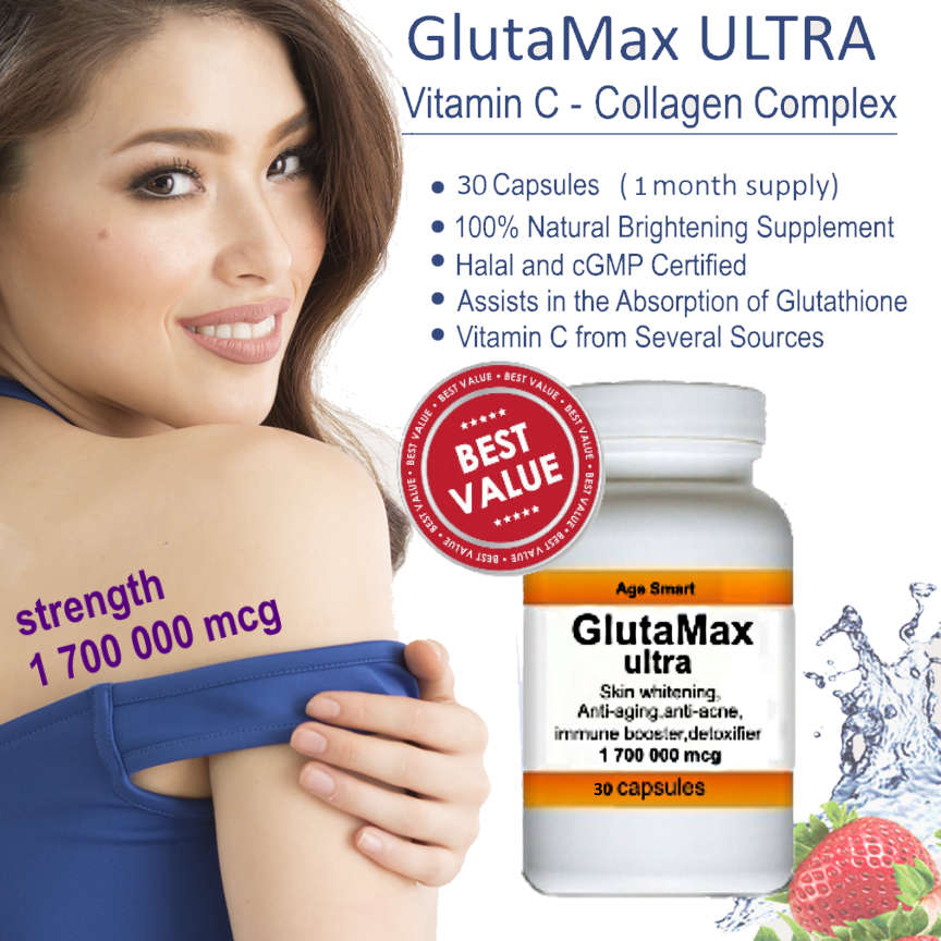 Weight Management And Slimming 1700000mcg Glutamax 30 Capsulesskin Whitening Anti Aging 7185