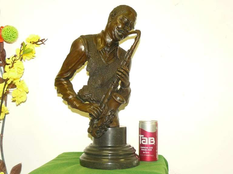 Metal Large Trumpet Player Jazz Musician Bronze Statue was listed for