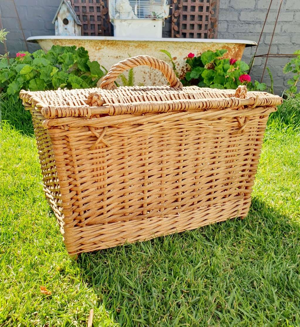 Baskets Weaving Vintage Large Wicker Picnic Basket For Sale In Cape